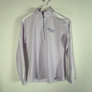 Fairway & Greene Womens Long Sleeve Half-Zip Top Small Purple Striped Pullover